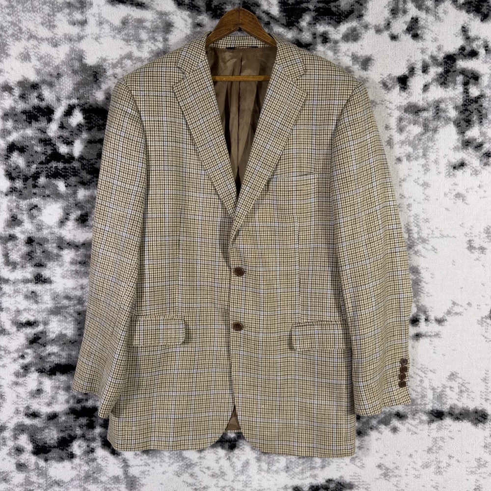 Brooks Brothers Blazer Mens Size 41 Silk Linen Wool Blend Career Office Academia